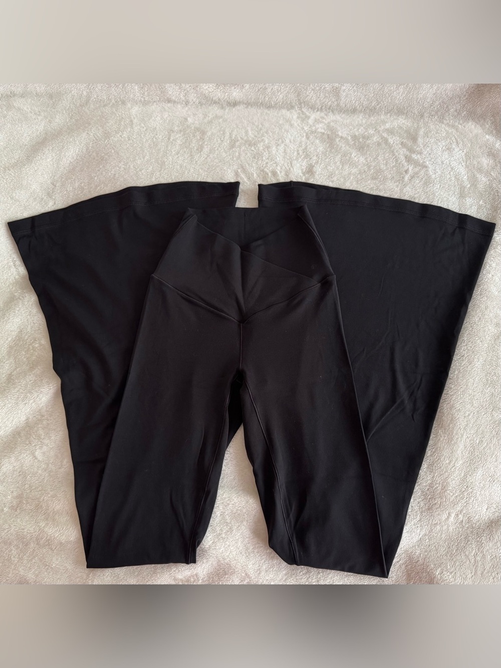 OFFLINE by Aerie Real Me Black High-Waisted Crossover Super Flare Leggings